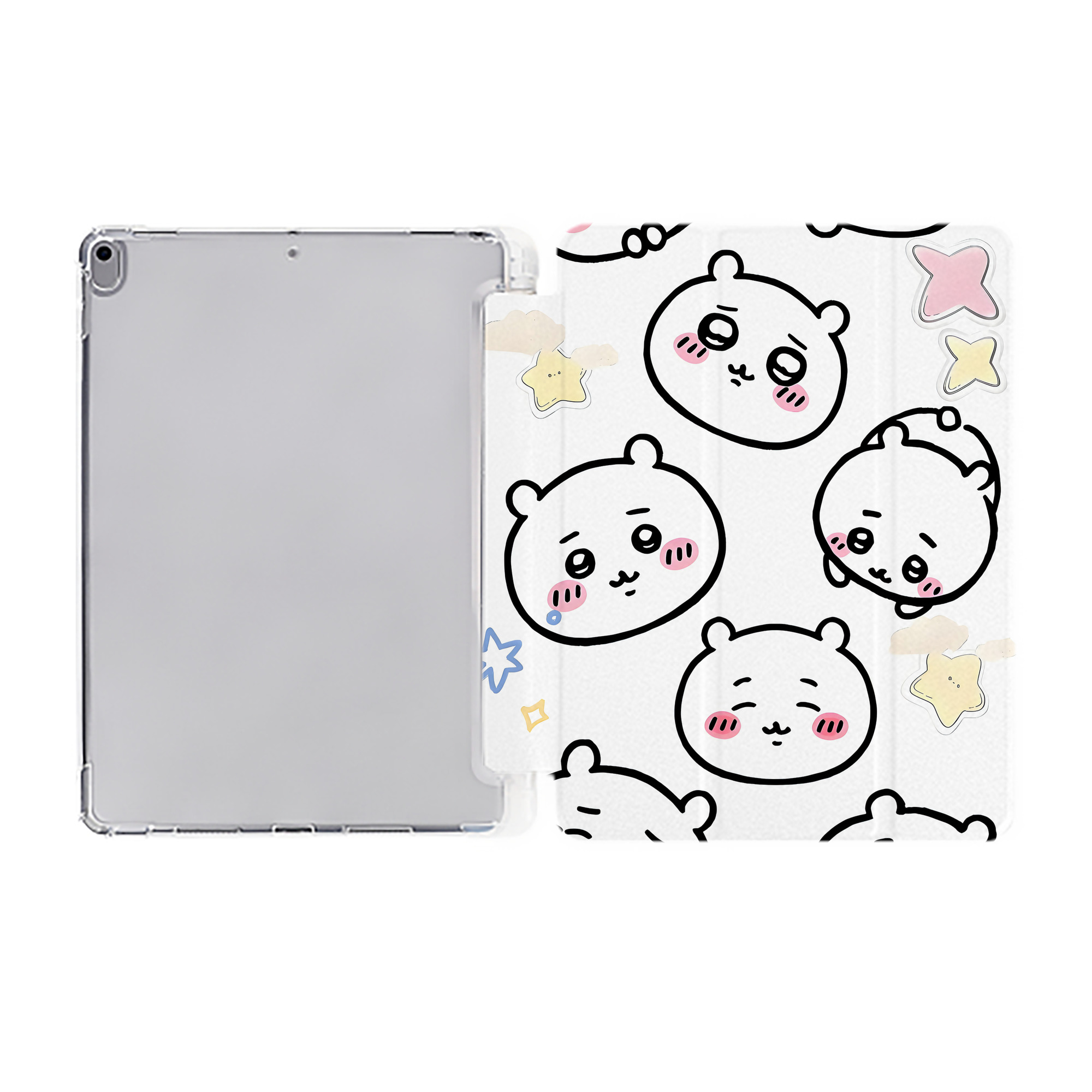 （画像用） ちいかわ Chii-kawa IPad ケース ペン収納付き 三つ折りスタンド PUレザー×シリコン 対応機種9.5/10.5/10.9インチ